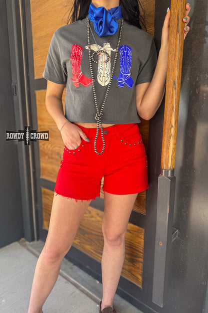 Red, White & Boots Tee