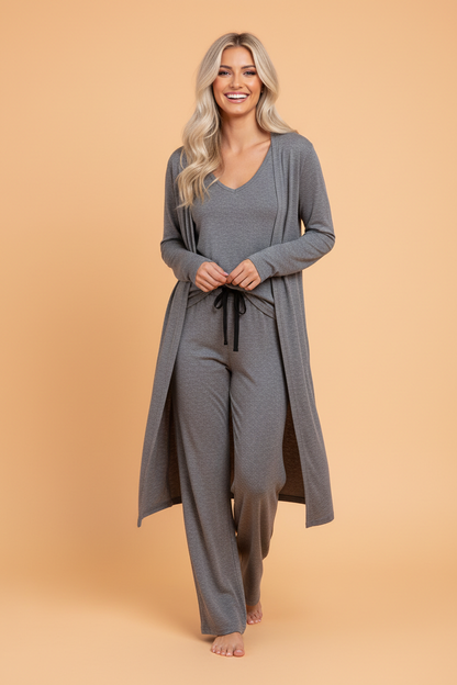 Duster Cardigan T-Shirt & Pants Lounge Set
