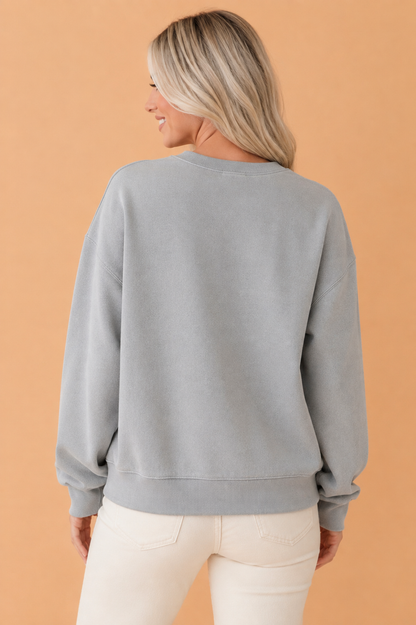 PRAY Embroidered Patchwork Drop Shoulder Sweatshirt