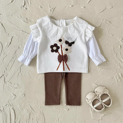 Brown Flower Embroidery Set