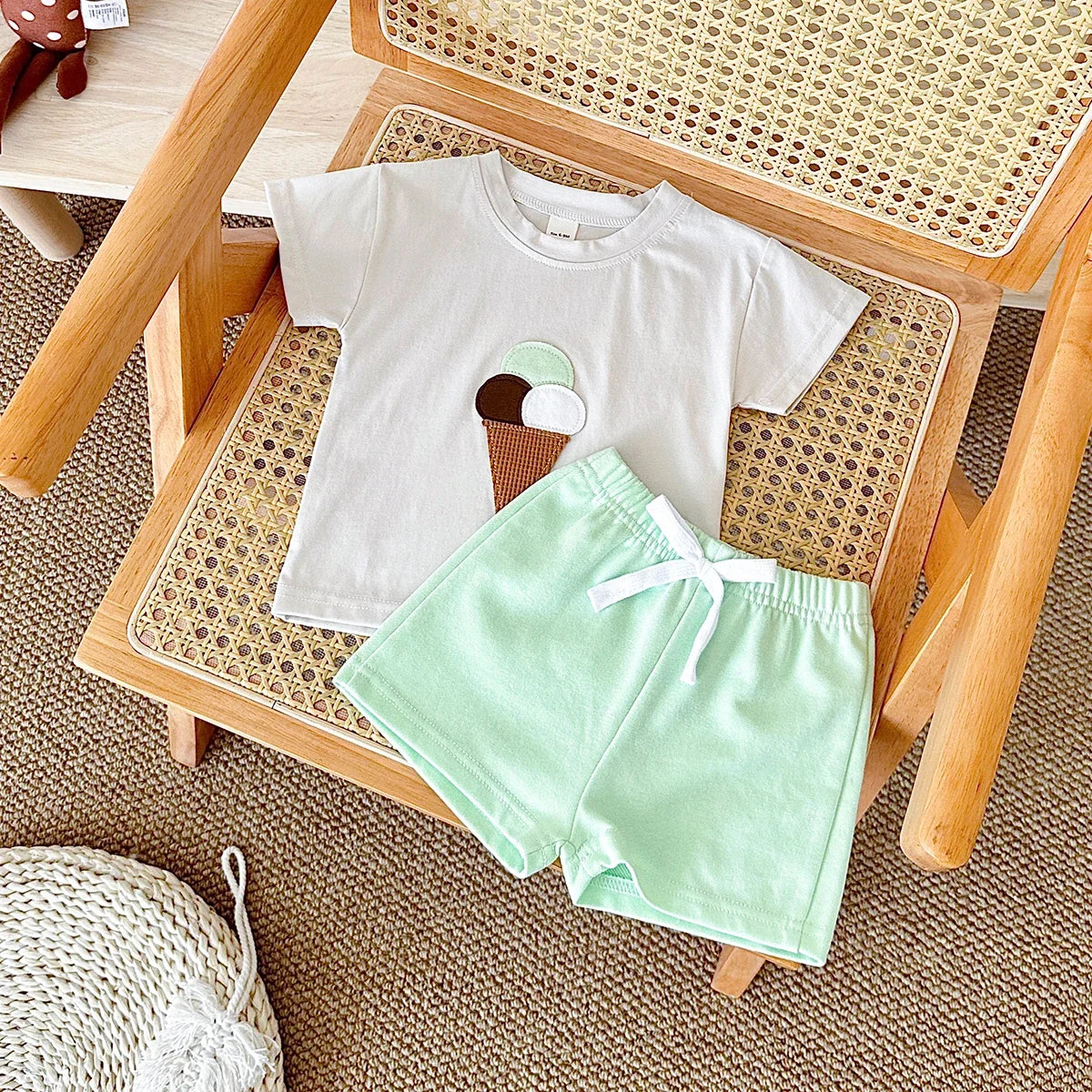 Waffle Cone Ice Cream Shorts Set