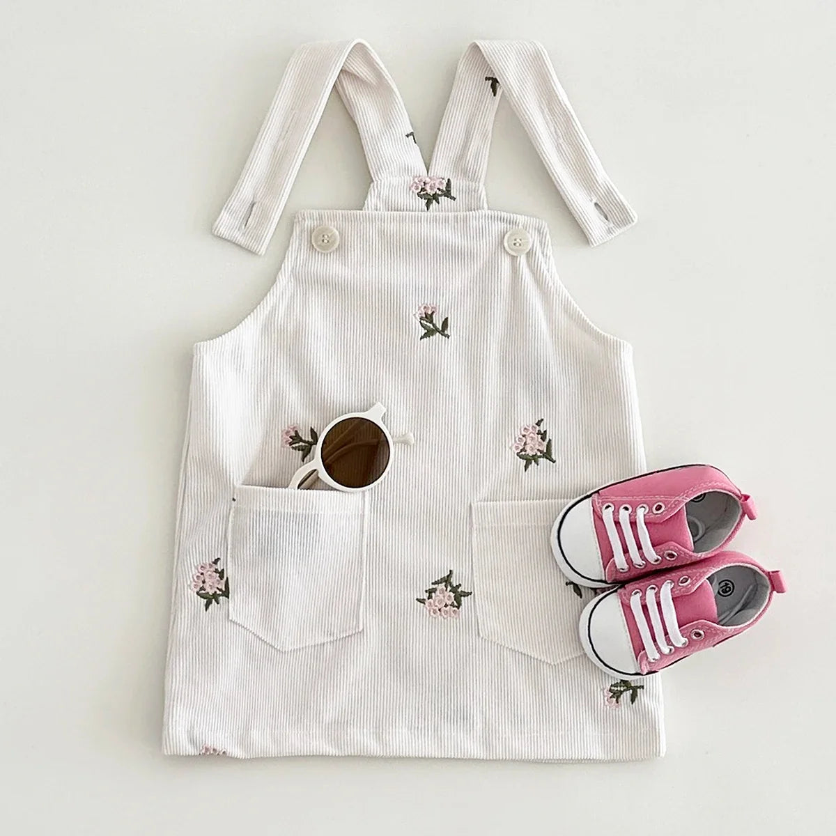Flower Embroidery Suspender Dress