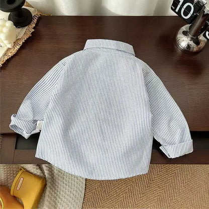 Stripe Button Up Dog Patch Shirt