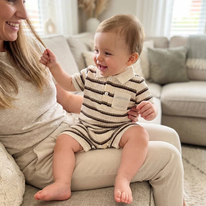 Classic Stripe Waffle Romper