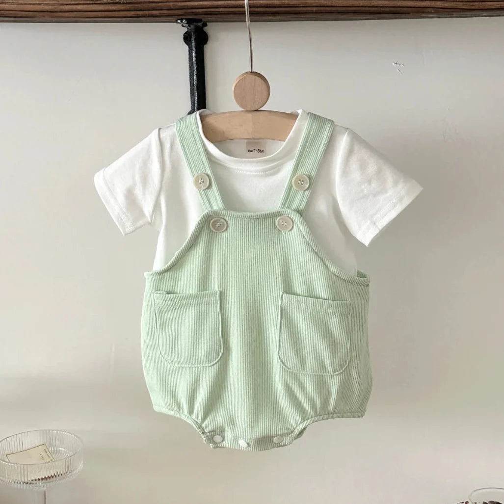 Mint T-Shirt Suspender Romper Set