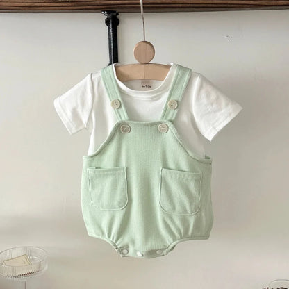 Mint T-Shirt Suspender Romper Set
