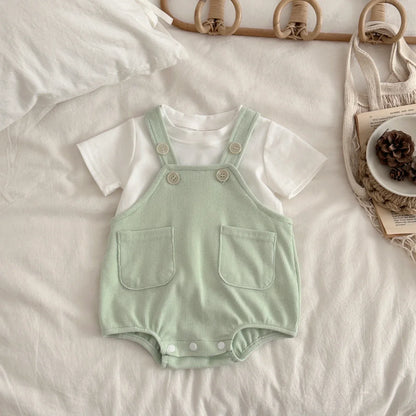 Mint T-Shirt Suspender Romper Set