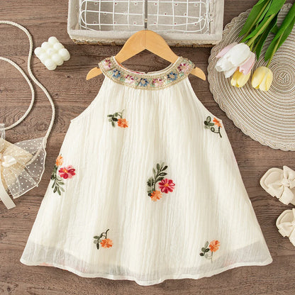 Embroidered Round Neck Dress