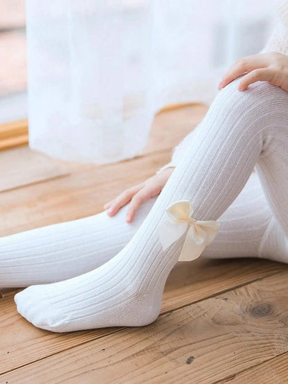 Satin Bow Leggings Tights
