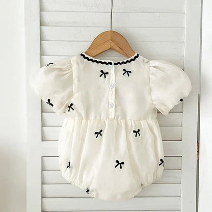 Tiny Bow Embroidery Romper