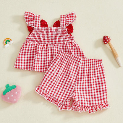 Plaid Polka Dot Strawberry Set