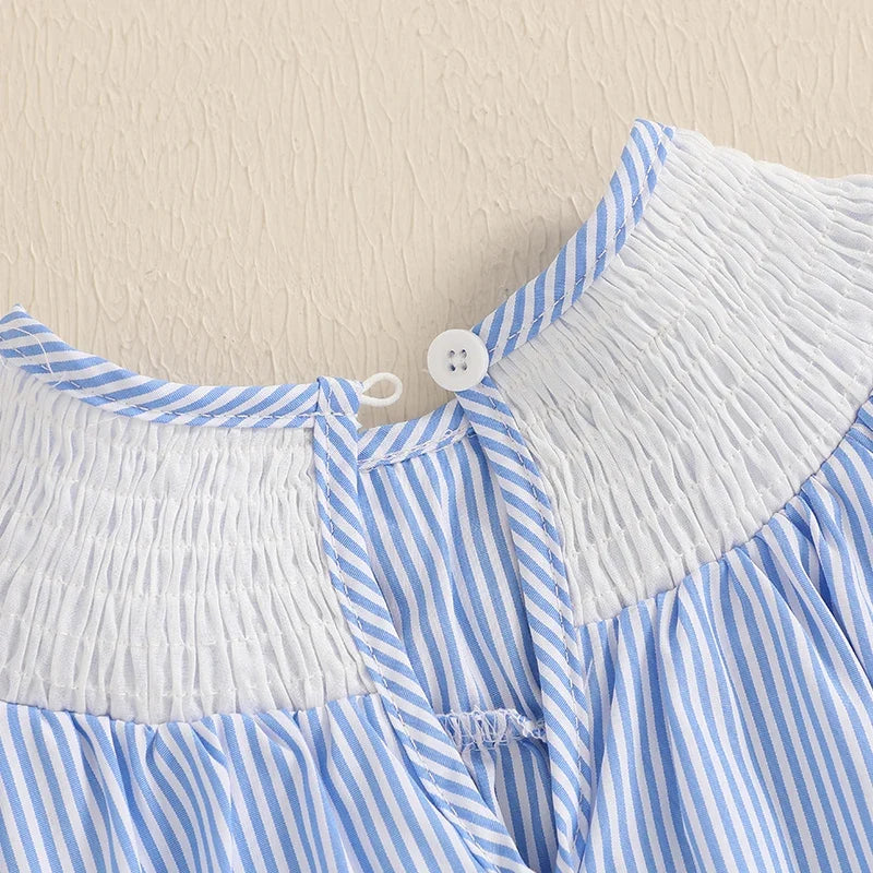 Stripe Star Embroidery Romper