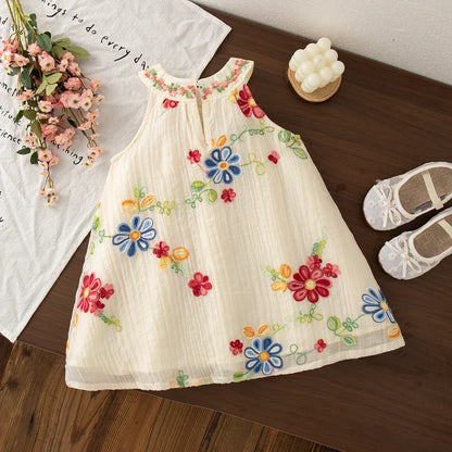 Embroidered Round Neck Dress