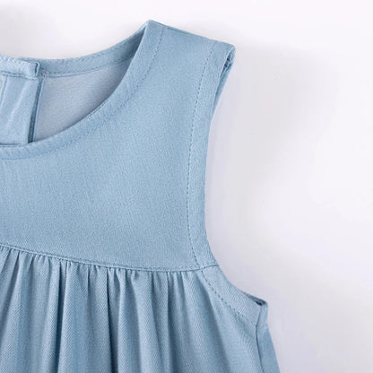 Sleeveless Cherry Blue Dresses