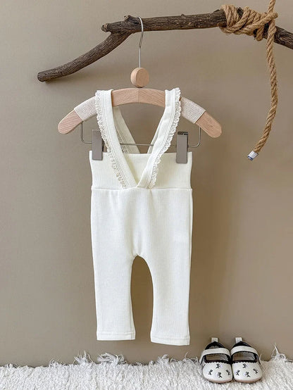 Lace Frill Suspender Leggings