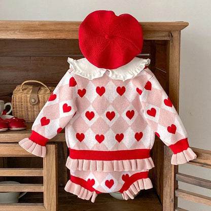 Heart Ruffle Knitted Outfit