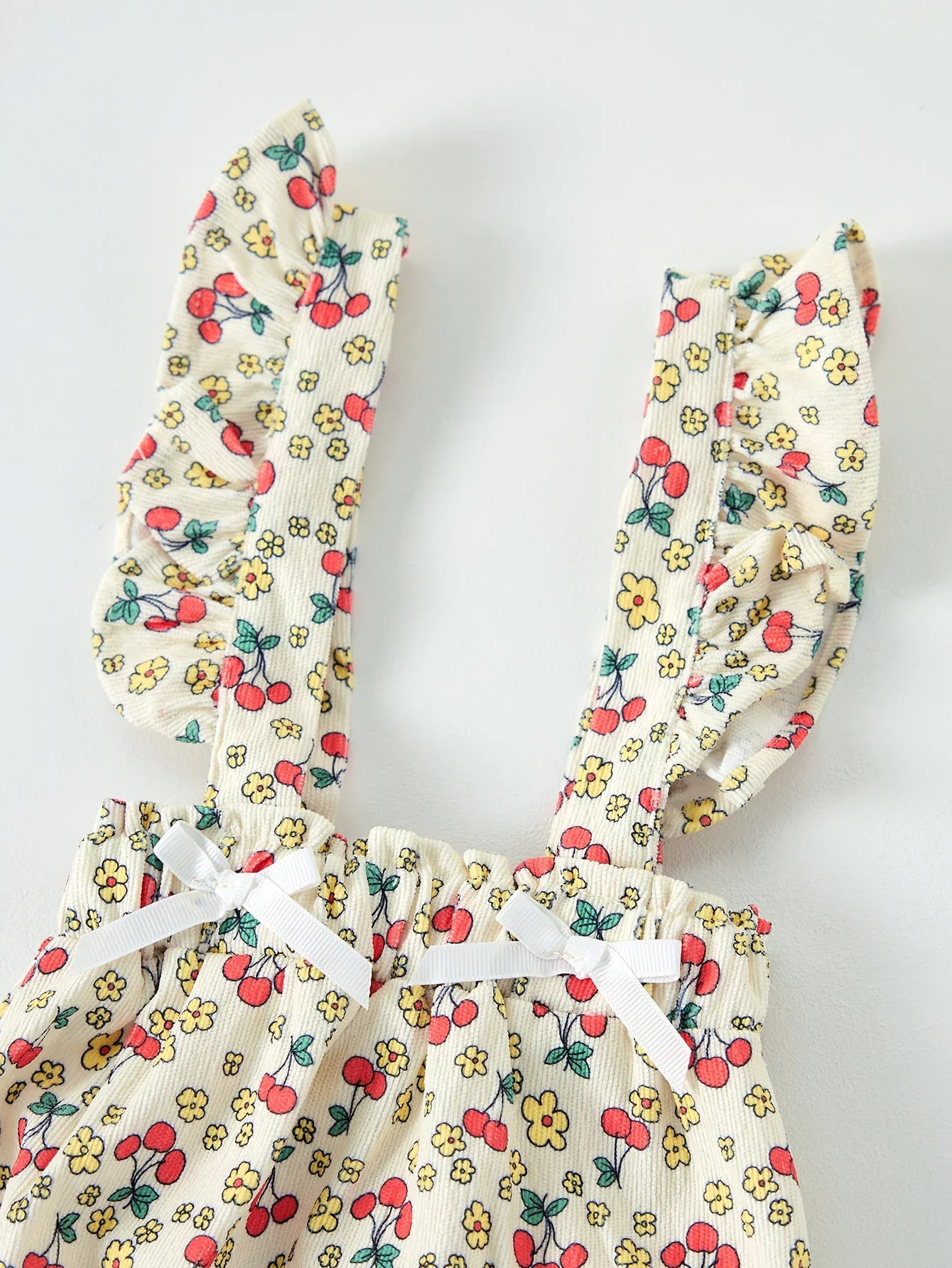 Cherry Ribbon Suspender Romper