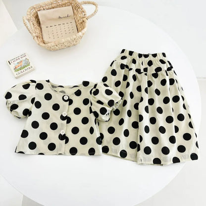 Polka Dot Wide Pants Set