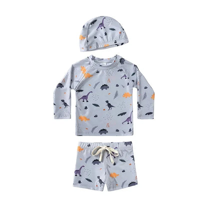 Boys Long sleeve Swimsuit Set. 3Pcs