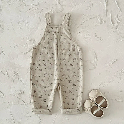 Floral Corduroy Dungarees Jumpsuit