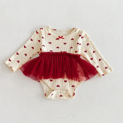 Heart Print Tutu Bodysuit