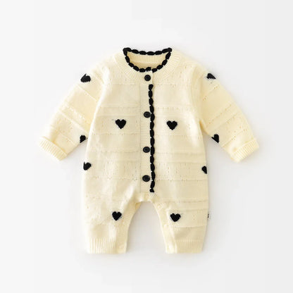 Heart Print Knit Jumpsuit
