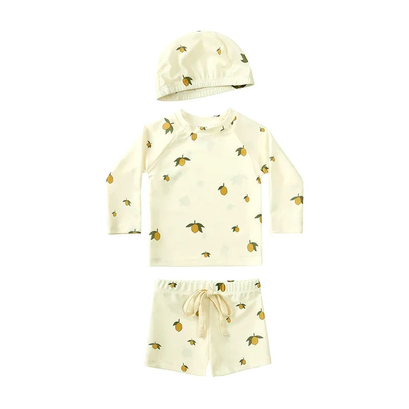 Boys Long sleeve Swimsuit Set. 3Pcs
