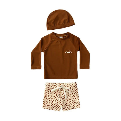 Boys Long sleeve Swimsuit Set. 3Pcs