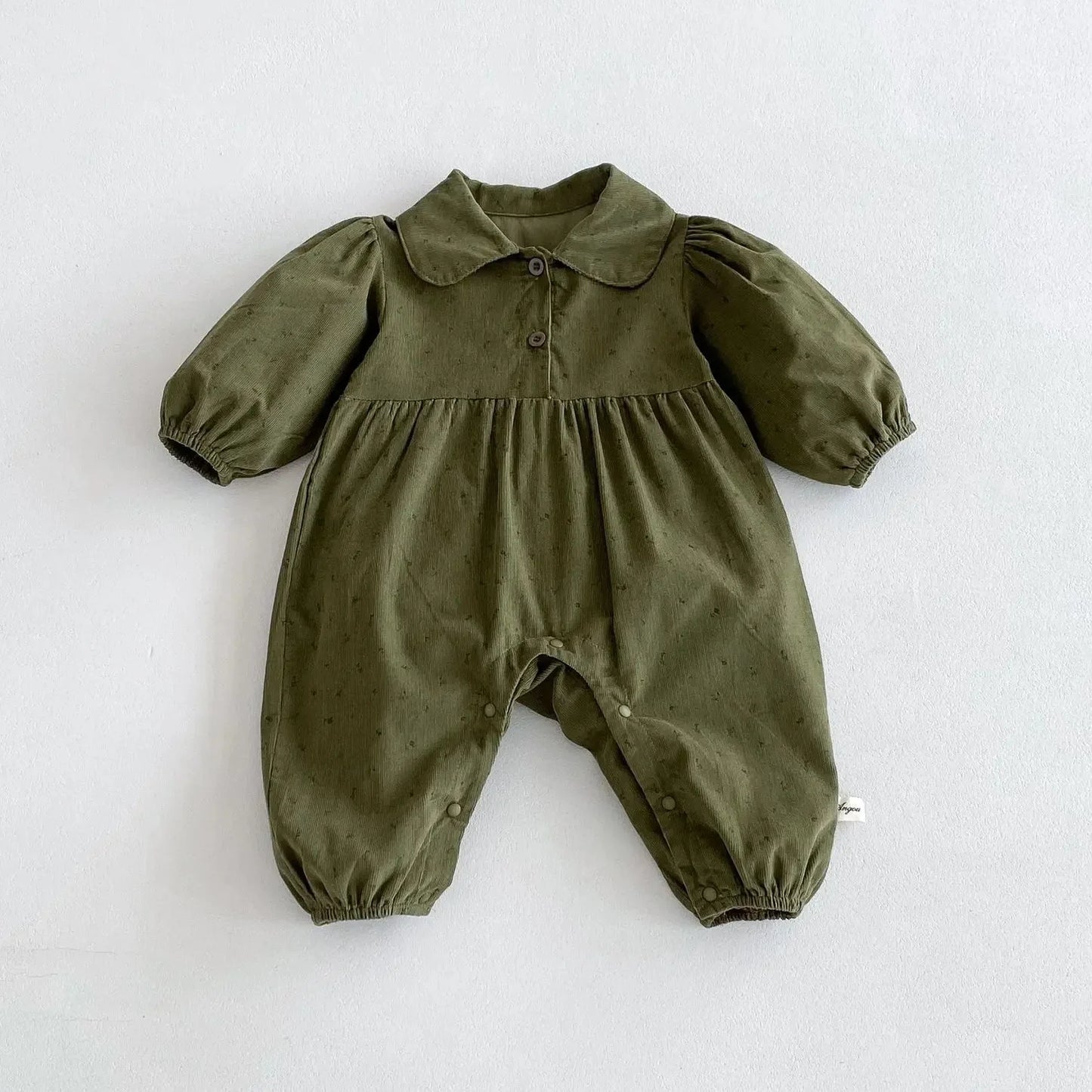 Corduroy Floral Lapel Jumpsuit