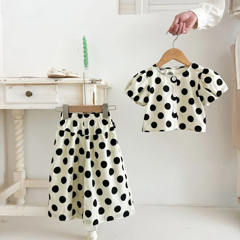 Polka Dot Wide Pants Set