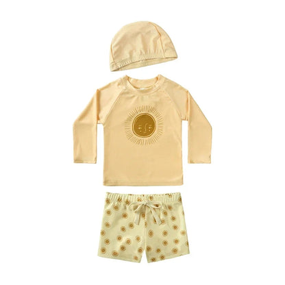 Boys Long sleeve Swimsuit Set. 3Pcs