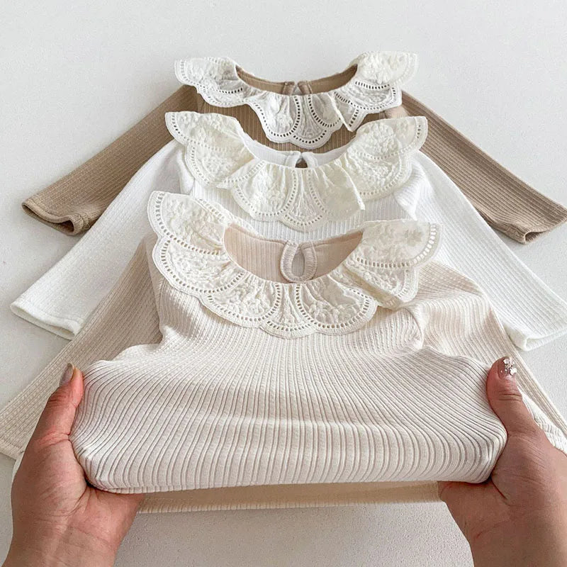 Embroidered Flower Lotus Collar Top