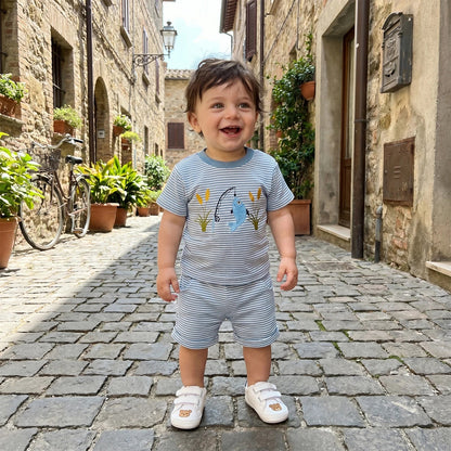 Striped Go Fish Shorts Set