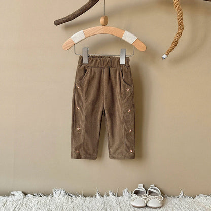 Floral Side Corduroy Pants