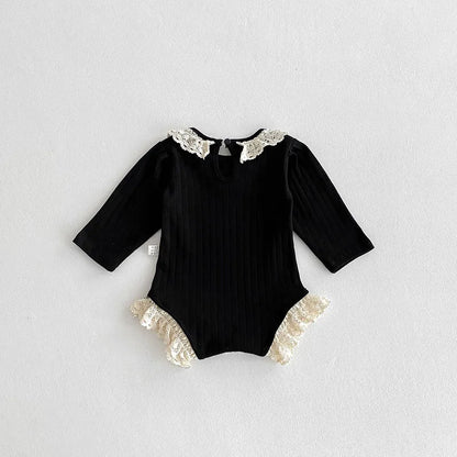 Lace Trim Long Sleeve Bodysuit