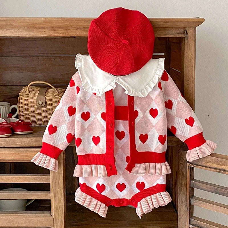 Heart Ruffle Knitted Outfit