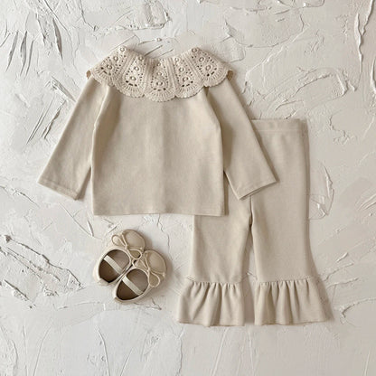 Large Lace Collar Cardigan Set