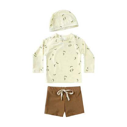 Boys Long sleeve Swimsuit Set. 3Pcs