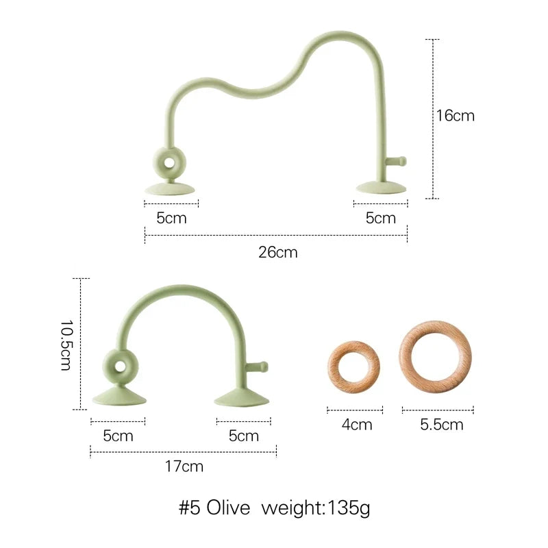 Montessori Wood Ring Soft Silicone Teether Toys