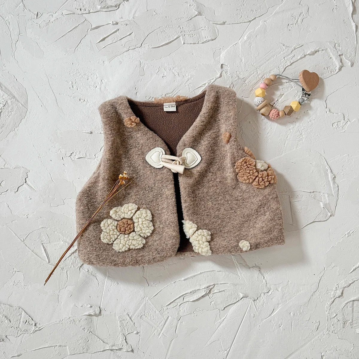 Plush Flower Embroidered Vest
