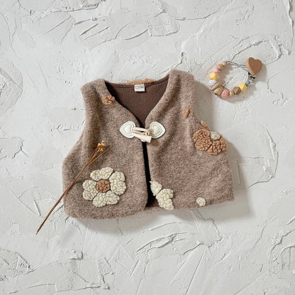 Plush Flower Embroidered Vest