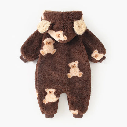 Teddy Bear Fleece Hooded Jumpsuit