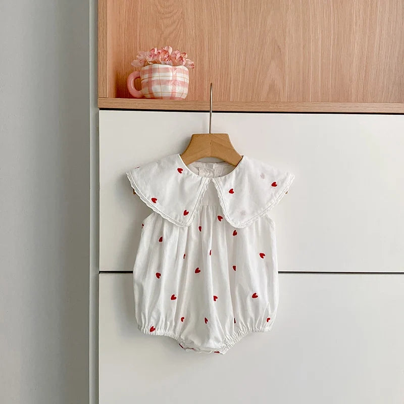 Heart Print Flap Romper