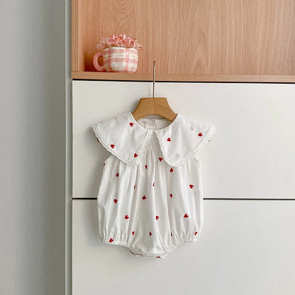 Heart Print Flap Romper
