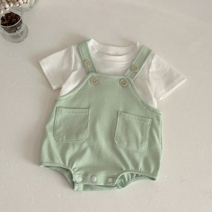 Mint T-Shirt Suspender Romper Set