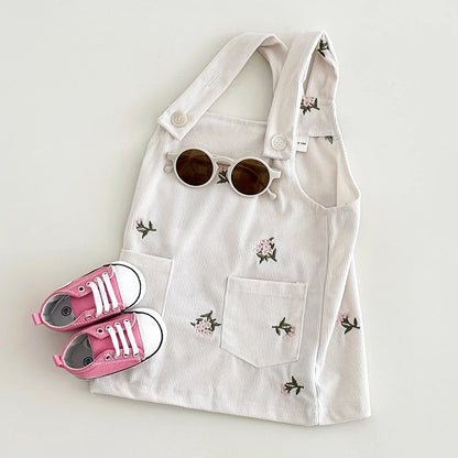 Flower Embroidery Suspender Dress