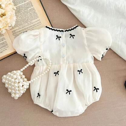 Tiny Bow Embroidery Romper
