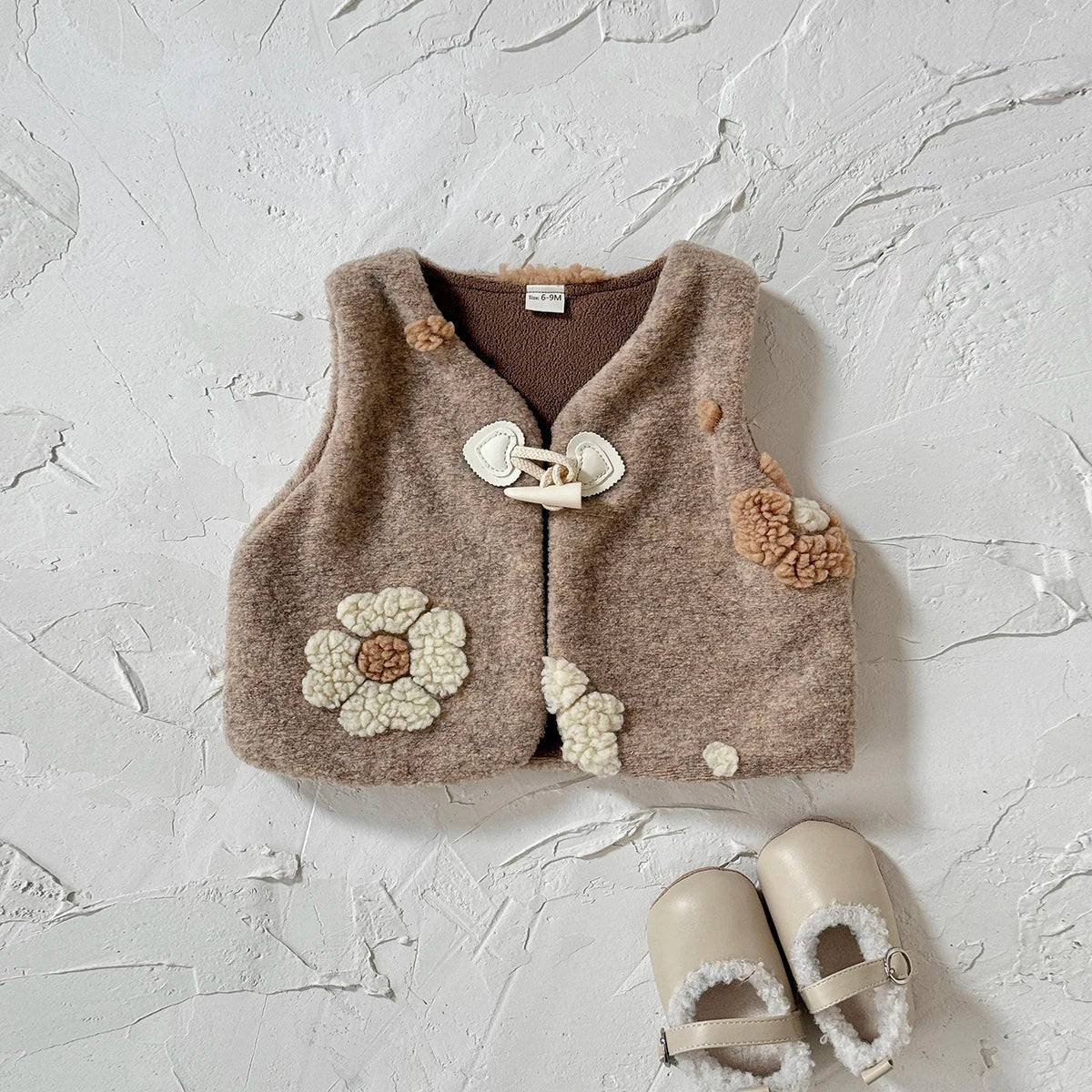 Plush Flower Embroidered Vest