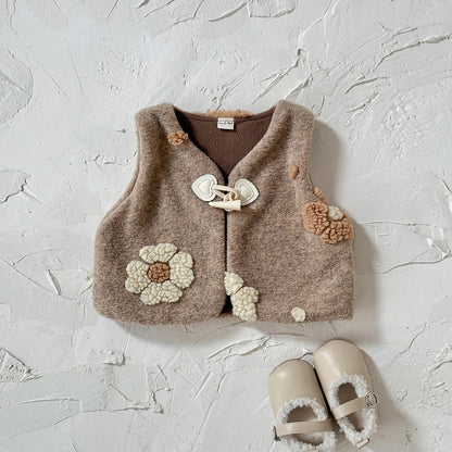 Plush Flower Embroidered Vest