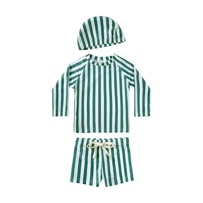 Boys Long sleeve Swimsuit Set. 3Pcs